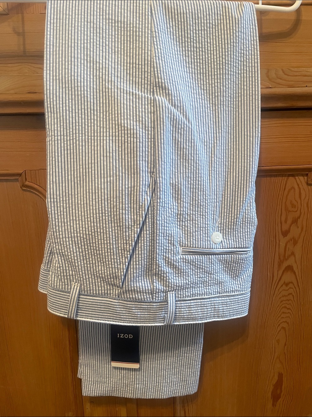 Izod Boys Blue & White Seersucker Chinos